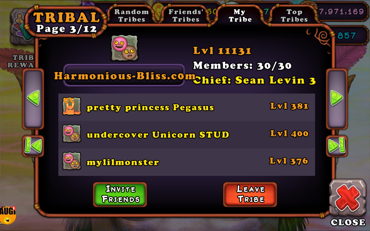 Amazing number of accomplishments this week on Tribal Island!  Harmonious  Bliss